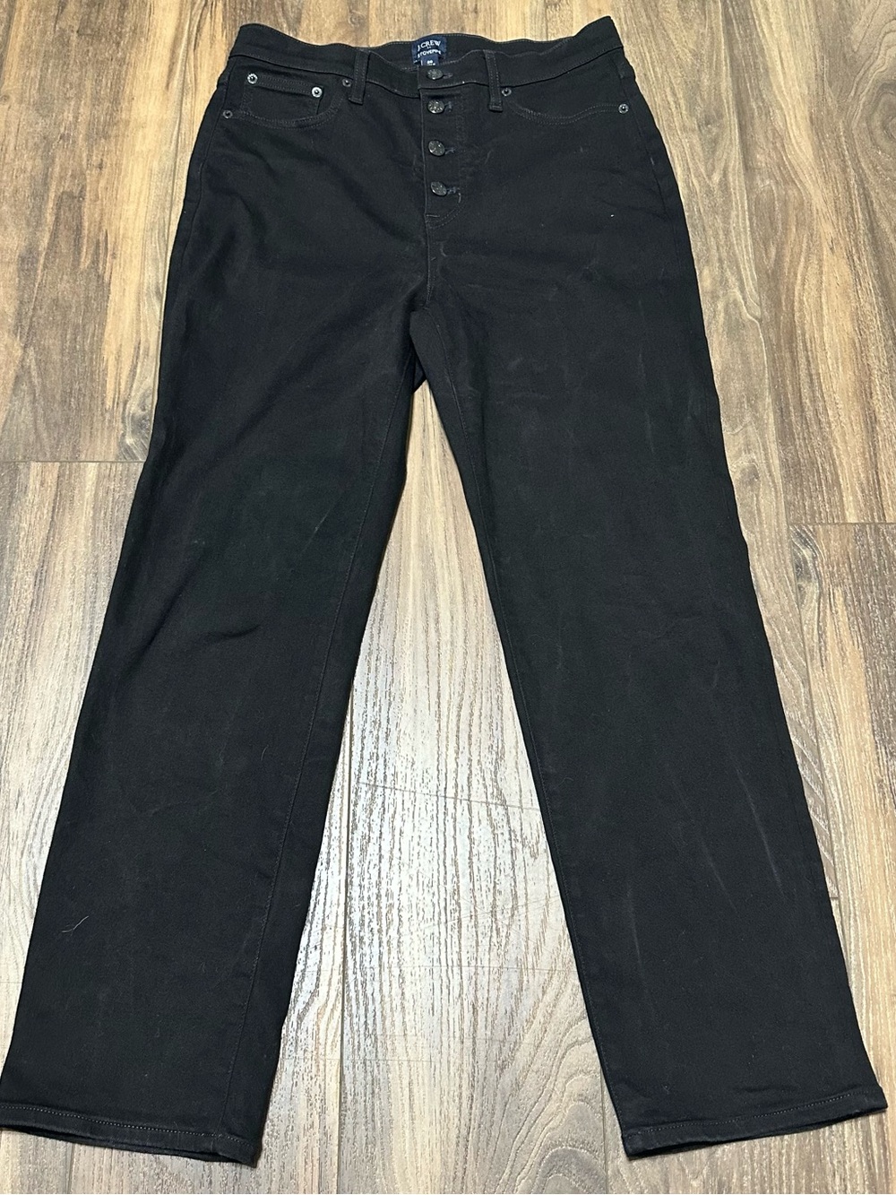 J. Crew High Rise Stovepipe Straight stretch 29 Black CD677 Women’s Jeans Button
